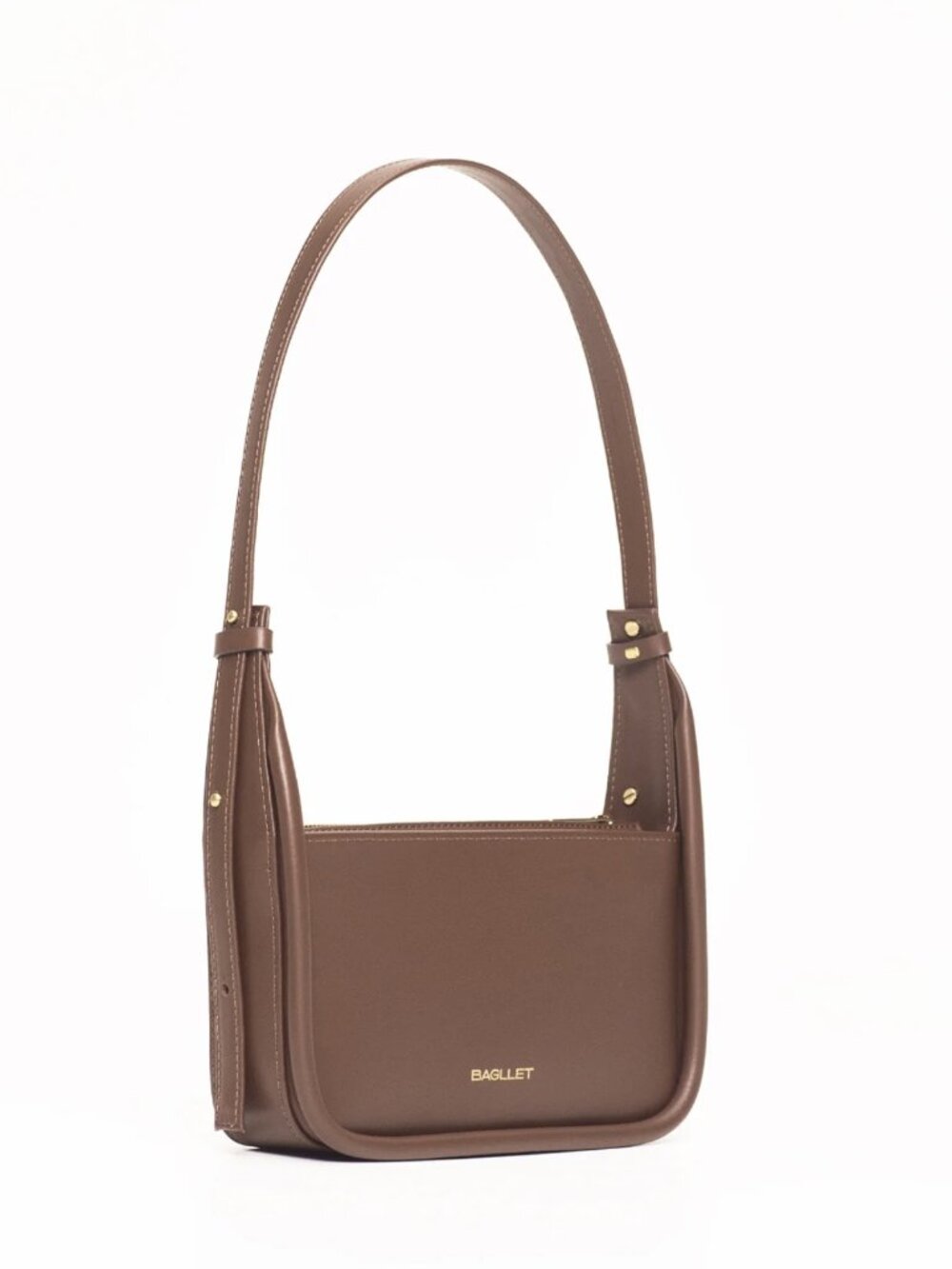 BAGLLET BG136 Chestnut Italian Leather Baguette Crossbody Bag - Picture 3 of 13